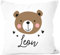 SpecialMe® Kissen-Bezug Kinder Bär, Fuchs, Einhorn mit Namen personaliserte Geschenke Baby Namenskissen Tiermotive Bär weiß Standard