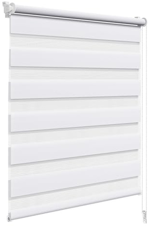 WOLTU Doppelrollo Klemmfix ohne Bohren 100x130 cm, Weiß | Duo Rollos für innen Fenster & Tür, Zebrarollo Lichtdurchlässig Fensterrollo Seitenzugrollo Verdunkelnd, Stoffbreite 97 cm