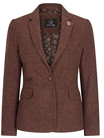 Ladies Tweed Suit Blazer Trousers Waistcoat Herringbone Wool Vintage Rust Brown - Camel 14