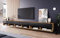 MINIO go for it - Lowboard TV-Schrank I 300x30x33 cm I mit Türen und Offene Nischen I Laminierte Spannplatte I Praktisch und Funktionell I Wotan Eiche und Schwarz Hochglanz
