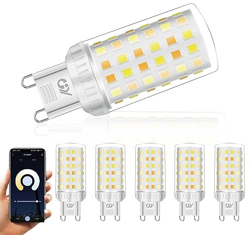 GY Lampadina intelligente G9 LED WiFi 4 W 440 lumen, 2700 K - 6500 K dimmerabile lampadina LED G9, lampadina intelligente Alexa compatibile con Google Home, TUYA Smart(5 pezzi)