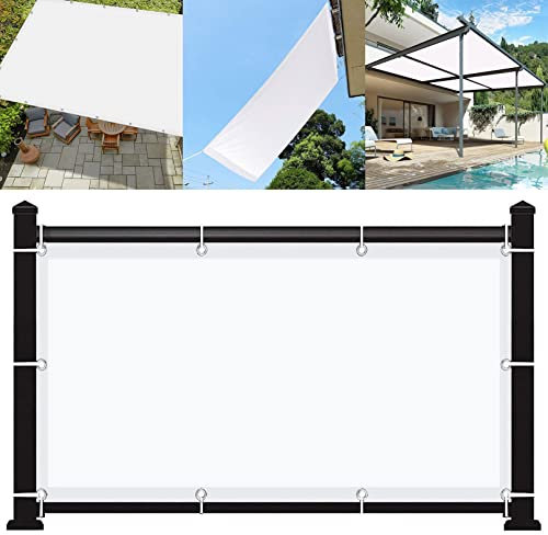 Voile D'ombrage Imperméable Rectangulaire 3 x 8 m UV Protection Couverture de Écran Jardin avec 4 Morceaux de Corde pour La Couverture VéGéTale Serre Pergola, Blanc