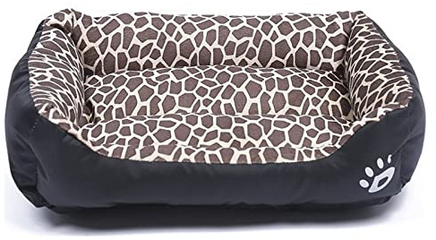 Lit pour Chien et Chat de Petite Race Coussin de Couchage pour Chien Panier Doux et Lavable Canapé pour Chat Imprimé léopard Taille XL