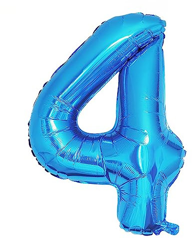 Ponmoo 40 Zoll Foil Luftballon Zahl 4 Blau (101cm), Aufblasbares Helium oder Luft, Riesige Folienballons Nummer 0-100, Große Ballons für Hochzeitstag und Geburtstagsparty Ballon Dekoration