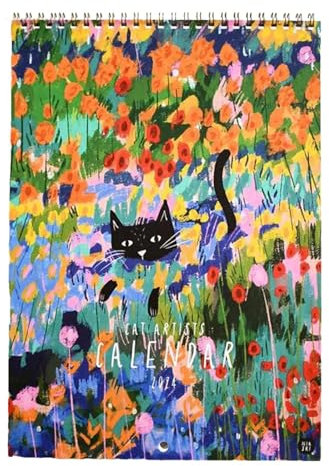 Wandkalender „Cats in Art“ für 2024, Kunstwandkalender mit Katzenthema und Illustration, monatlicher Kalenderplaner von Januar bis Dezember als Geschenk für Katzenliebhaber