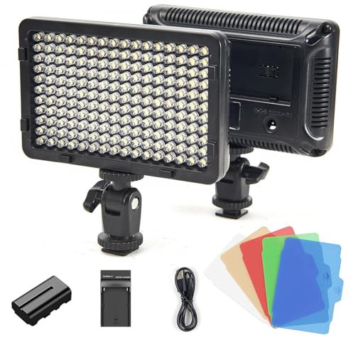 Tolifo Portable LED Camera Light with 2200mAh Battery Rechargeable, 11W CRI 95+ Video Light Panel Dimmable for DSLR/Photography Lighting/Video Recording, 3200K/5600K, 5 Color Filters, Hot Shoe