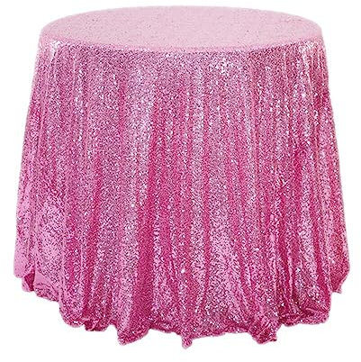 URFEDA Nappe à Paillettes Rose, 120cm Ronde Nappe de Table Noel Brillant, Couverture de Table à Paillettes de Mariage, Décoration de Table pour Mariage Réception Anniversaire Banquet Fête