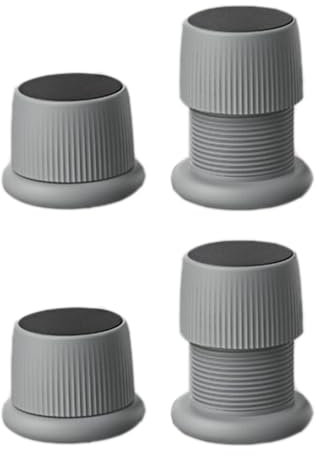 SagaSave 4 Pezzi Rialzi Regolabili per Mobili, Alzata per Mobili da 4,1-6,3 cm, Antiscivolo, Autoadesivo, Rialzo per Mobili per Divano, Letto, Tavolo, Sedia, Grigio