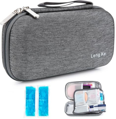 YOUSHARES Nevera Insulina Viaje con 2 Bolsa de Frío - Estuche Insulina Nevera Portatil Insulina para Diabéticos Nevera Viaje Medicamentos para Pulma de Insulina (Gris)