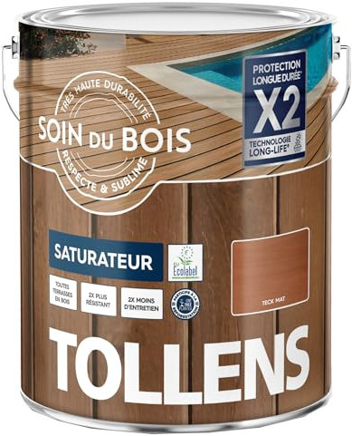 Tollens Saturateur - Ultra Résistant - Adhérence Renforcée - Protège et Décore - Satin - Teck - 2,5 L