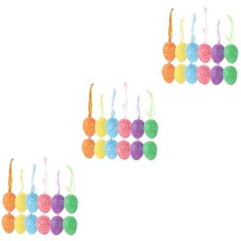Cabilock 36 STK Glitzer Ei Anhänger Bunte Ostereier Foto-Requisiten Eigentümer deko zarte Ostereier Ostern hängende Eier künstlich Kranz Spielzeug Ornament Kind schmücken