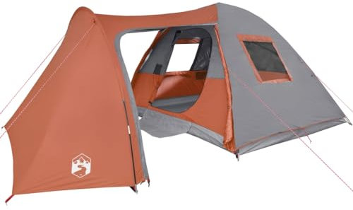 vidaXL Kuppelzelt, Familienzelt für 6 Personen Wasserdicht, Campingzelt mit Abnehmbarem Überzelt Insektenschutz, Outdoor Zelt Gruppenzelt, Orange