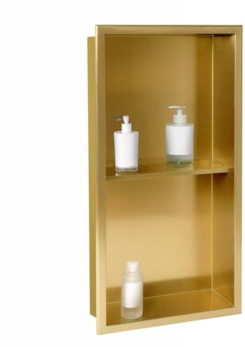 SaniteModar Stainless Steel Shower Niche Insert 12 x 24 Brushed Gold