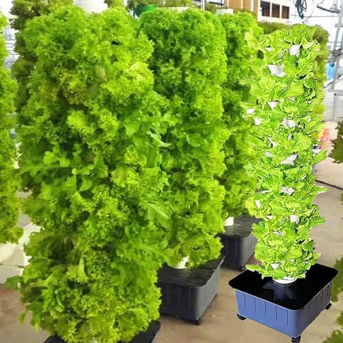 RRrawgff Hydroponic Tower Garden, Indoor Herb, Fruit and Vegetable Hydroponic Growing System - 15 Levels 45 Grow Areas with Hydration Pump, Adapters, Net Pots