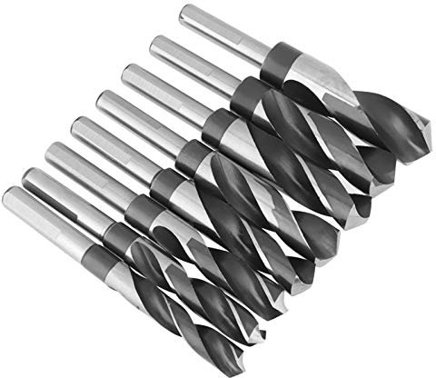 Jeu de Forets Hélicoïdaux HSS 8 Pièces, Grand Industriel traité Thermiquement pour Charpentier, Constructeur, électricien avec Caisse D'emballage en Bois Dur
