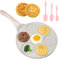 Poêle à crêpes anti-adhésive de 26 cm : sept trous, avec visages smiley, poêle à crêpes pour gaz, etc. Poêle à œufs au plat pour omelettes, crêpes, hamburgers (abricot)