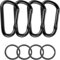 Lohill 4 Stück Karabinerhaken,Karabiner Set,Karabinerhaken Aluminium,Materialkarabiner,Karabinerhaken mit Schlüsselanhänger,Karabiner Haken D-Clip,Carabiner,Schwarz,für Hängematten, Campingzubehör