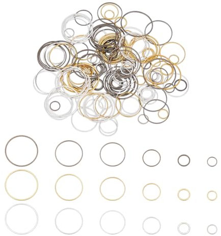 PH PandaHall 180 Stück Messing Verbindungsringe 3 Farbe 6 Größen Kreisrahmen Charms Glieder Ringe Schmuckverbinder Hohle Einfassungen Für Die Herstellung von DIY Schmuck Und Ohrringen.