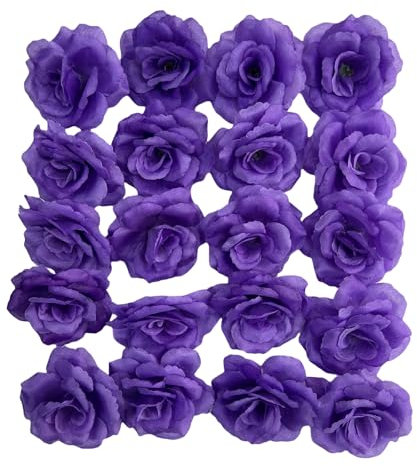 Corkwaw Künstliche Rosenköpfe, Seidenrosenköpfe, 7,6 cm, für Hochzeit, Party, Zuhause, Garten, Dekoration, Basteln, Geschenkbox, Dekoration, Violett, 25 Stück