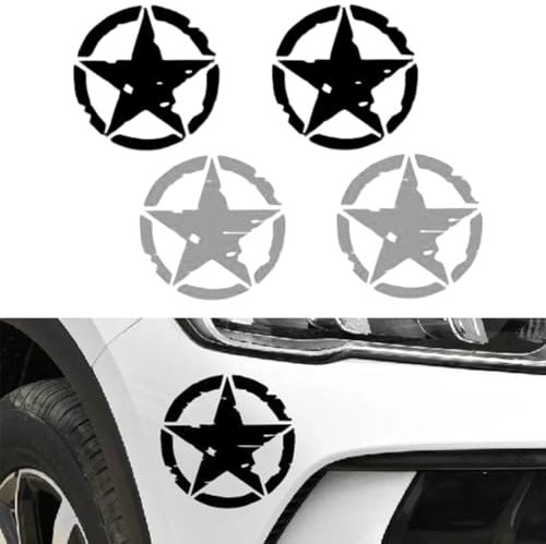 SULIUDAJI 4 Pezzi Adesivi Fuoristrada, Adesivo Stella Militare, Adesivo Per Auto Pentagramma, Diversi Colori, Adesivi Per, Off Road Decalcomanie Per Auto Moto Fuoristrada