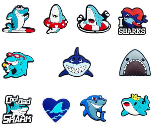 Hai Schuhanhänger für Teenager 11 Stück Nniedliche Schuhdekorationsanhänger für Schuhe, Armbänder, Clogs, Sandalen, Partygeschenke, Geschenke für Erwachsene