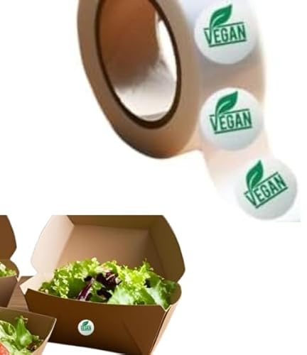 VEGAN Klebeetiketten, 400 Stück, Ø 22 mm zur Kennzeichnung von veganen Produkten