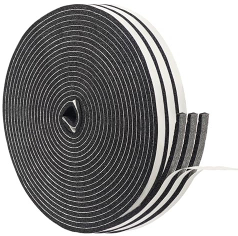 SHSMPXOY Nastro Autoadesivo in Schiuma Guarnizione Finestra Adesiva Isolamento Acustico Porta Striscia di Schiuma per Anti Freddo, Isolamento Acustico, Anti-Collisione (Nero+Bianco:6mm x3mmx5mm:3PCS)