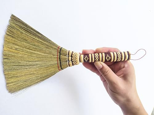 2 Piece Small Whisk Broom Handheld Brush Whisks Away Dust, Dirt & Debris Brush Hanger for Easy Storage Perfect for Indor Outdoor and Car - Short of Asian Whisk Broom (staw Soft Broom)