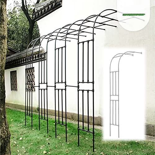 Treillis d'arche de jardin blanc pour rosiers grimpants, vignes, arbor de jardin extérieur avec demi-arche, assemblage facile, 220 x 240 cm, idéal pour toile de fond de plantes
