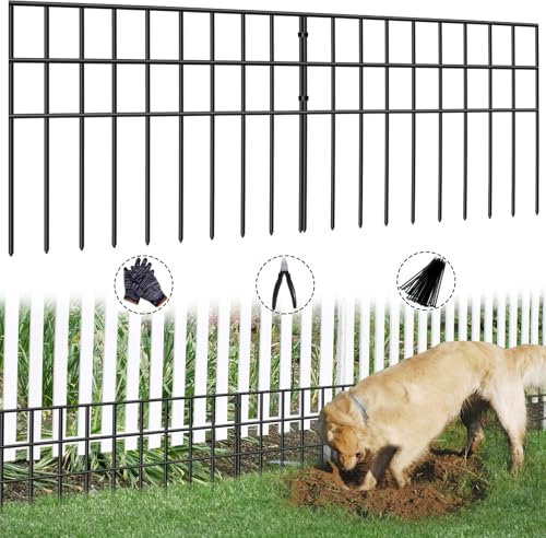 42.5ft(L) x 13in(H) Animal Barrier Fence, 30 Panels No Dig Garden Fence for Dog Rabbit, Rustproof Anti Digging Barrier, Garden Edging Border Ground Defense for Outdoor, Yard, Patio