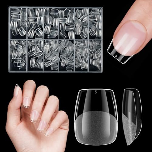 Ballerina Nageltips Ultra Kurze, Venares 500 Stück XXS Coffin Falsche Nägel Tips 15 Größen Full Cover Soft Gel Press on Nails Tips für Gelnägel, Künstliche Gel Nail Tips für Nagelverlängerung mit Box