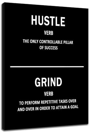 Inspirierende Leinwand-Wandkunst, motivierende, positive Unternehmer-Zitate, Leinwanddruck, Hustle Grind, Schilder, Bild, Poster, Büro, Schlafzimmer, Zuhause, Wanddekoration, fertig zum Aufhängen,
