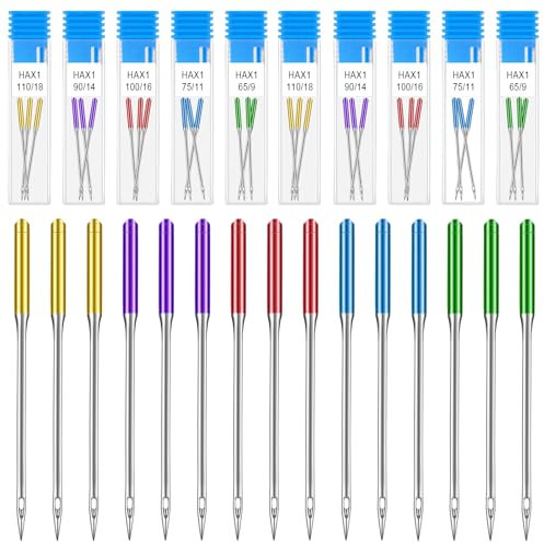 Sibba Nähmaschinennadeln 30 Stück Universal Maschinennadeln Mit Normaler Spitze Nähnadeln Mit Flachem Schaft Tragbare Nähutensilien Quiltzubehör Für Die Meisten Nähmaschinen für Unterwegs Zu Hause