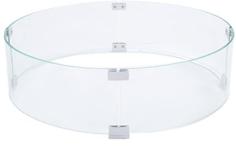 Garosa Pare-Vent en Verre pour Foyer Rond, Pare-Vent en Verre trempé, Flamme Transparente, Diamètre 650 Mm, épaisseur 6 Mm, avec Support Stable pour Tables à Feu