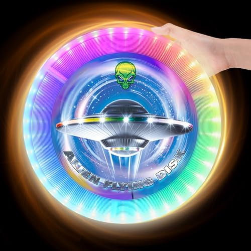 LED Frisbee mit 12 Farbmodi - 25cm Wasserdicht Flugscheibe für Outdoor, Strand & Nachtspiele – Leuchtende Frisbee für Kinder/Jugendliche/Erwachsene – Geschenkidee zu Geburtstag/Weihnachten/Ostern