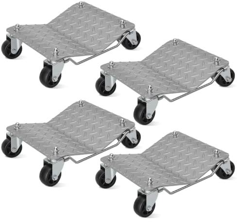 Vkechh 4 Stück Rangierhilfe,500 kg pro Plattform,41x30x13cm Reifenplattform | Mobile Reifenplattform 41 x 30 x 13 cm mit 360° Rollen, geeignet für Auto, Motorrad, Traktor und Werkstatt