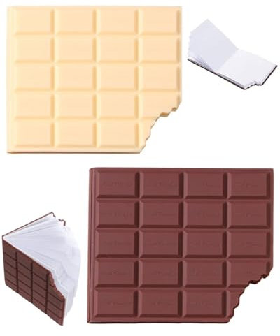 BARRU 2 pcs post it lustig Haftnotizblock Schoko, Personalisierter Notizblock, personalisierte Pralinen (mit abgebissener Ecke, mit 100 Haftnotizen) Dunkelbraun/weiß, 10, 5 x 9 cm