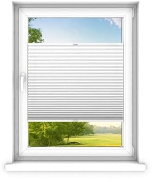 time4blinds - Plissee Rollo ohne Bohren nach Maß - Faltrollo - Plisseerollo Sichtschutz und Sonnenschutz - Einfache Montage - Fertifplissee Rollo - 130x120 cm - Weiß