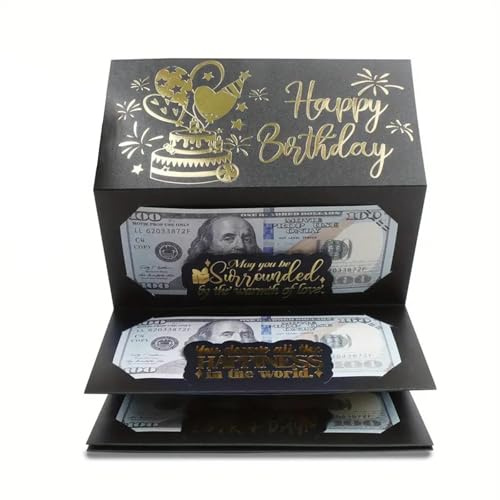KASESSS Geldgeschenke Geburtstag, Geldgeschenke Verpackung, DIY Kreatives Falten Geld Geschenke Geburtstag, Überraschung Geld Geschenkverpackung geburtstag, für Jugendliche, Jungen und Mädchen,Schwarz