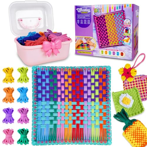 Disracker Weaving Loom Kit Crafts, Arts and Crafts for Kids and Adults, Ideal Gifts for Girls Ages 5 6 7 8-12 14, Potholder Knitting Loom Kit