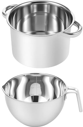 TAIZhiChen Ensemble de Casseroles pour Bain-Marie, Fondoir à Chocolat en INOX 304, Marmite Double 22cm avec Pot à Fonte 20cm, pour Pâtisserie, Confiserie et Création de Bougies Maison