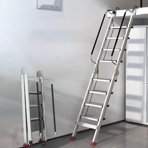 Escalera plegable de aleación de aluminio, escalera de salida recta portátil para áticos y sótanos
