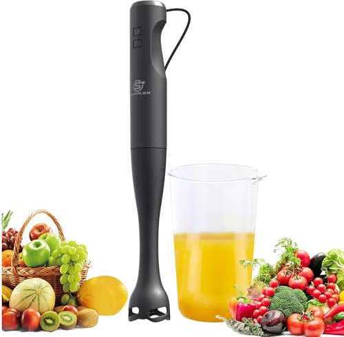SUPERLEX Stabmixer 4 in 1 Pürierstab Hand Blender Mixer Set Elektrische Zwei Geschwindigkeitsstufen Mit Mixstab Schneebesen 500ml Zerkleinerer 700ml Messbecher Für Smoothies Suppen Pürees