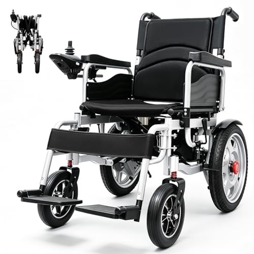 170KG Rollstuhl Elektrorollstuhl Faltbar, 35km Elektrische Rollstühle mit 500W Motor & Doppeltes Lademodus & Geschwindigkeit Einstellbar & Geländereifen & Verstellbarer Hand-/Elektromodus für Senioren