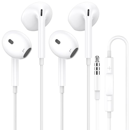 In-Ear Kopfhörer mit Kabel, 3,5mm Klinke Ohrhörer mit Mikrofon und Lautstärkeregler, Noise Cancelling Kopfhoerer für Samsung, iPad, MP3/4, iPhone 6/5/SE, usw 3,5mm Audiogeräte.