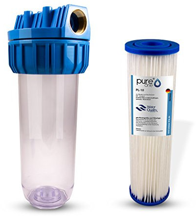 PureOne MS1 Membran-Set GROB 20µ. 1-Stufige Wasserfilteranlage Grob Sedimente Filtergehäuse u. Membran-Filterkartusche, auswaschbar. Regen u. Brunnenwasser, Vorfilter. 10 Zoll Anschlußfertig 1 Zoll