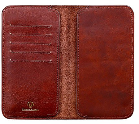 Cronus & Rhea® | Custodia in pelle esclusiva per smartphone (Cerberus) | Apple iPhone 8 7x | Titolare della carta | Vera pelle | Con elegante scatola regalo | Uomini - Donne (Marrone scuro, L)