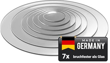 EH Design Acrylglas Platte – Runde Zuschnitte nach Maß (⌀ 400mm & Stärke 4mm)– UV-Beständig & Witterungsbeständig – Transparent & Hochglänzend – Für DIY, Deko & Möbel – Made in DE