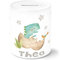 SpecialMe® Kinder Spardose mit Namen Dino Baby Dinoaurier Tier Motiv Sparschwein Keramik T-Rex weiß Unisize