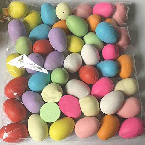 Ulalaza 50 Ostereier Handbemalte Eierschalen Bunte Ostereier Simulationsei Plastik Eierschale Kindergarten Handgemachtes DIY Gekritzel Osterei Weiß Farbe